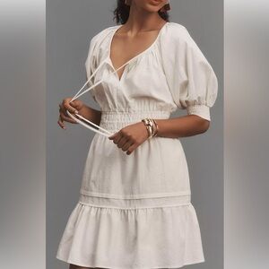 Anthropologie Cream Puff Sleeve Dress NWT